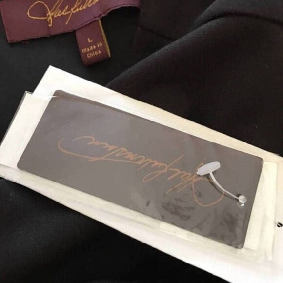 Hal Rubenstein L Black Lined Crew Neck Accent Waist Zip Back Short Sleeve Dress - Picture 5 of 5